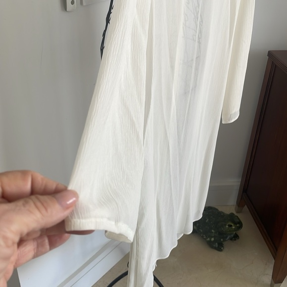 NWT EILEEN FISHER CRINKLED SHEER CREAM SILK MIDI JACKET - Picture 9 of 9